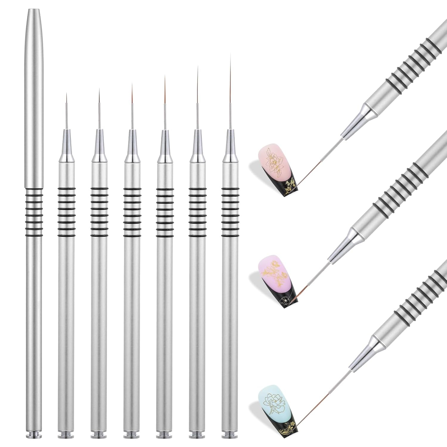 High Precision Nail Art Clean-Up Brush Set - Accurate Mistake Removal and Fingernail Cleaning - Angled and: Clear