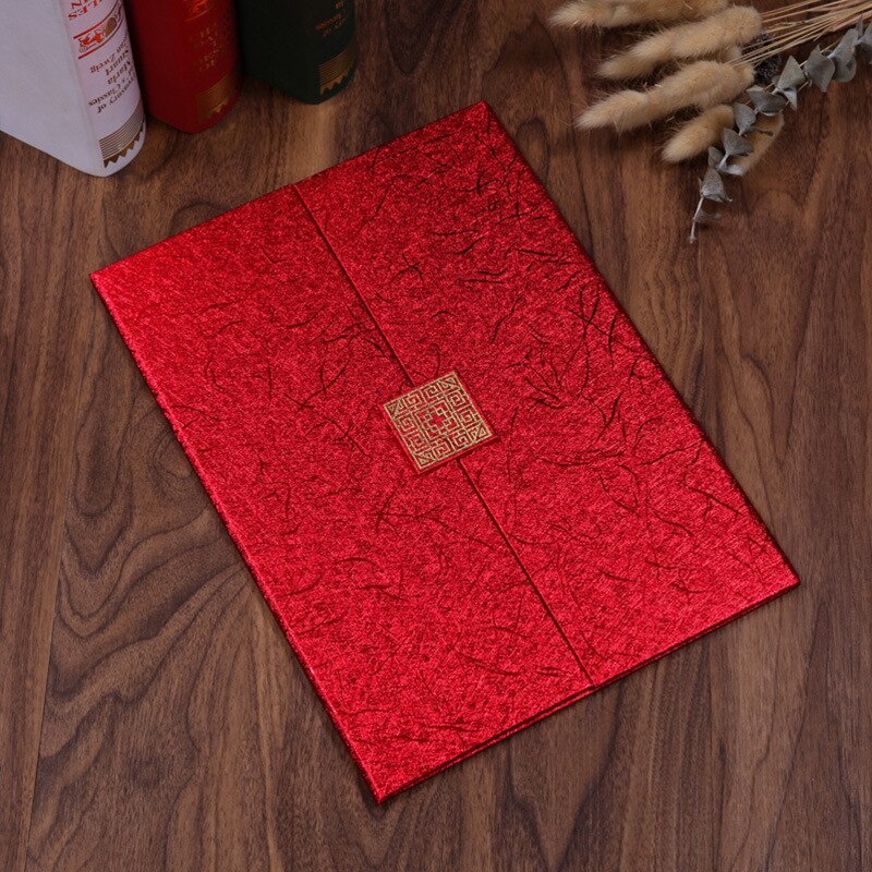 1PCS Silk Pattern Certificate of Honor Book Shell A4 European-style Certificate of Honor Cover Shell Folder: red