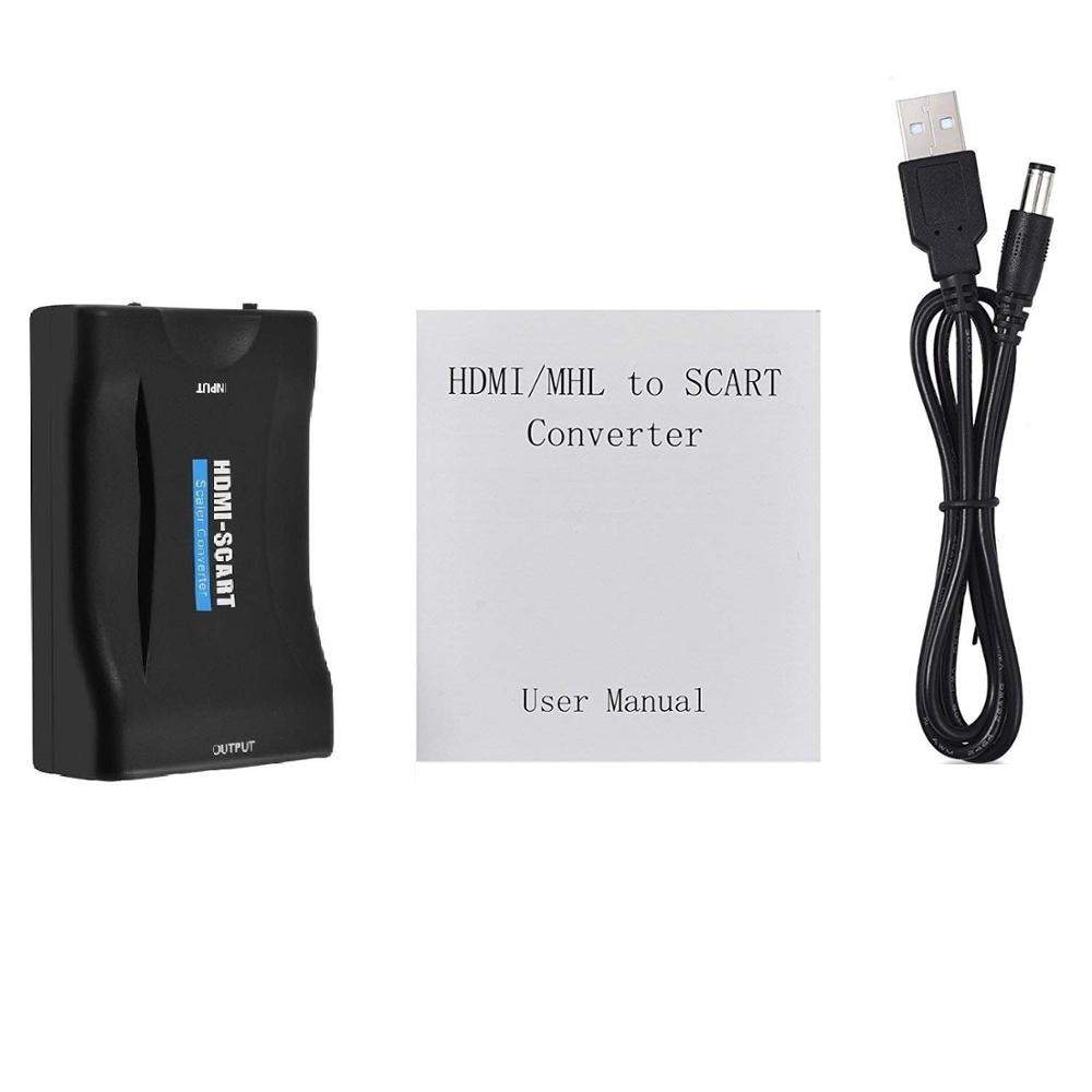 Hdmi Naar Scart Converter Adapter 1080P Hdmi-ingang Scart Uitgang Adapter Voor Sky Blu-ray Speler Hdtv Xbox Dvd