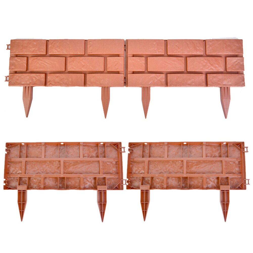 4pcs/set Path DIY Easy Install Landscape Plastic Lawn Courtyard Fence Brick Red Kindergarten Indoor Garden Home Flower Vegetable