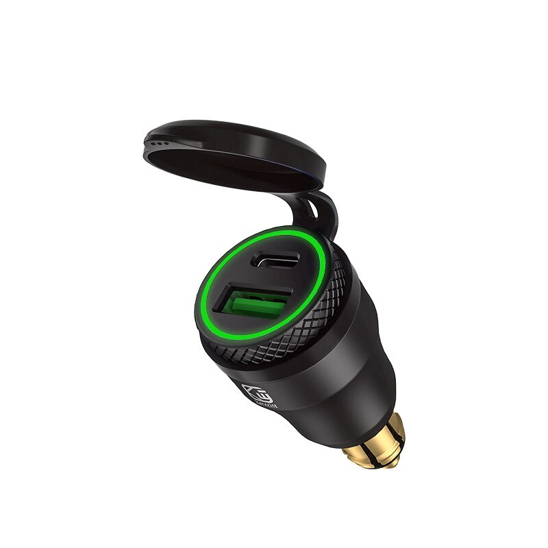 Chargeur d'alimentation type-c PD 30W, prise USB Powerlet, DIN, pour BMW et moto Triumph, Tiger Ducati: Black Green