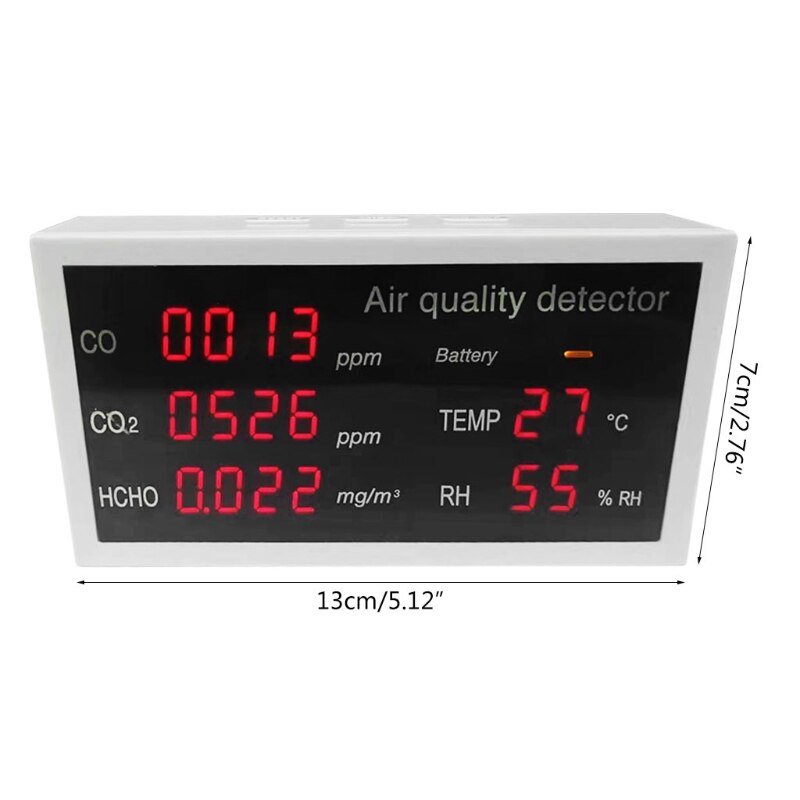 Accurate Tester Air Monitor CO2 Formaldehyde HCHO TVOC AQI CO Analyzer Battery Indicator Accuracy Pollution Test