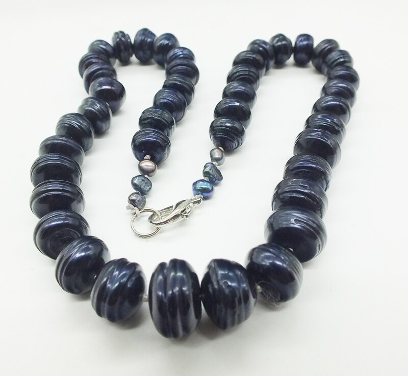 Freshwater pearls, black/white pearl necklace, huge Baroque pearls 12-14MM 18 inches.