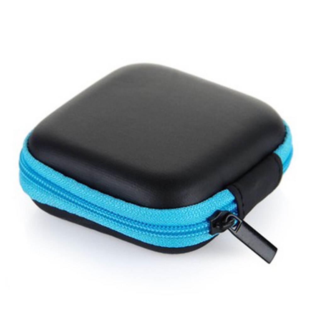 Portable Silicone Coin Purse Mini Round Bag For Earphone SD Cards Cable Cord Wire Storage Key Wallet: Blue