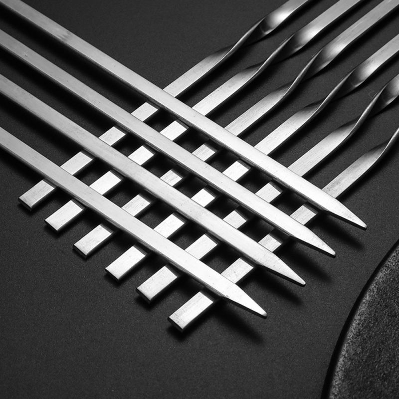 20 sztuk 35-40cm szaszłyki z grilla ze stali nierdzewnej szaszłyki z grilla płaskie metalowe szaszłyki z grilla i rury robić przechowywania