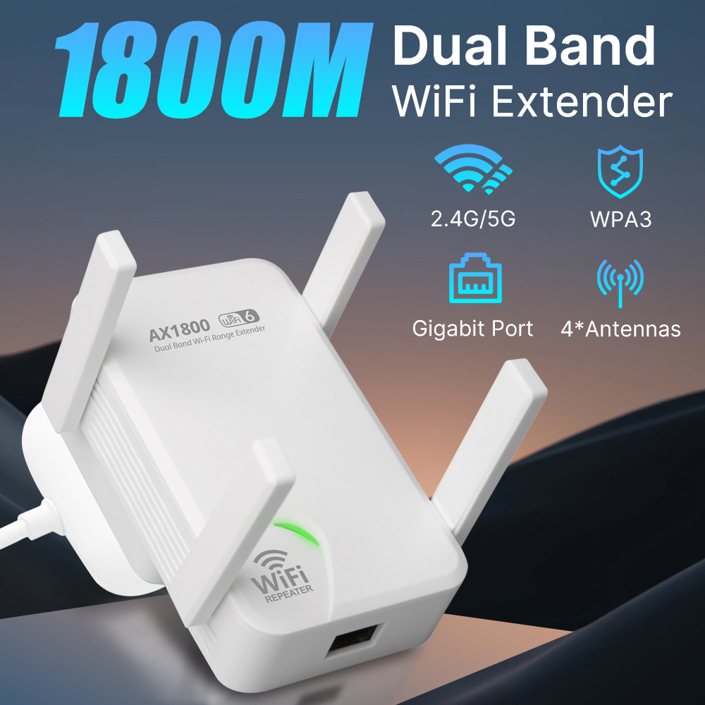 FENVI WiFi 6 AX1800 Gigabit Repetidor Dual Band 2.4G/5Ghz Amplificador de sinal 1800M Gigabit Repetidor sem fio para cobertura de rede