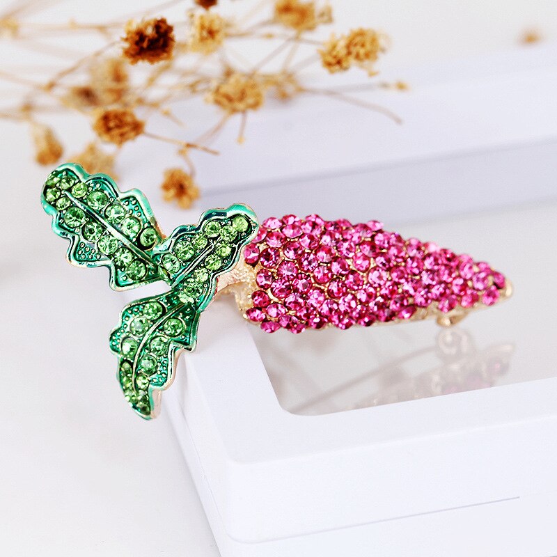 Opalen strass legering wortel groente broche speld broche accessoires unisex broche