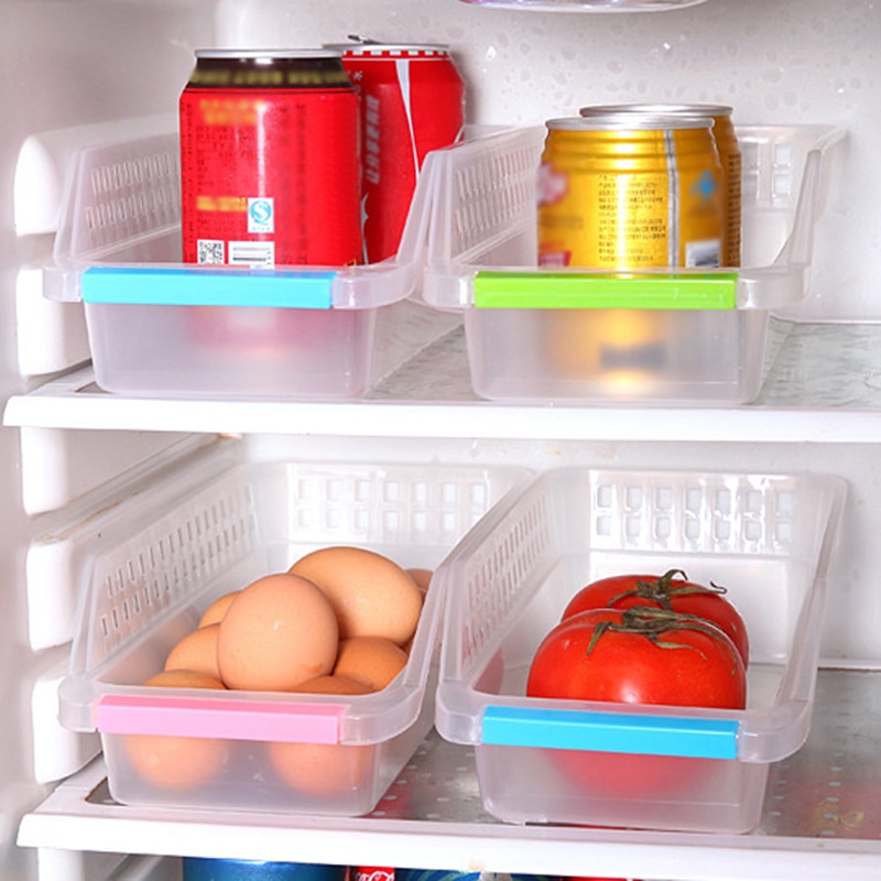 YekouMax Koelkast-opbergdoos met laden,transparante koelkastbox voor vriezer,Fruit, Groente, Ei, Koelkast Organizer(1 bakken en 2 tussenschotten
