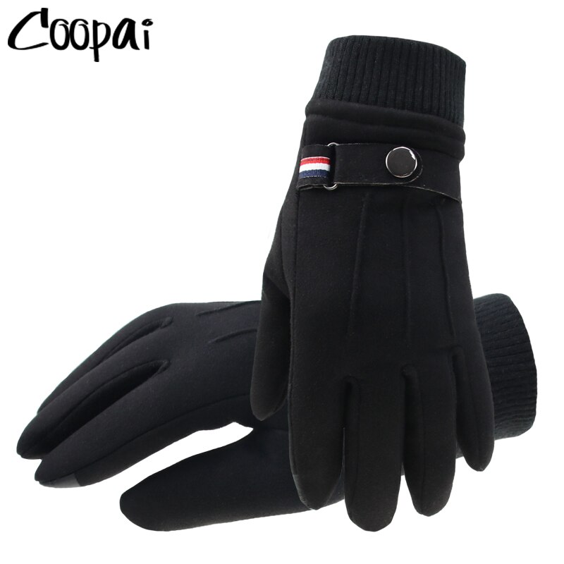 Ruskind mænd handsker vinter berøringsskærm holdes varm vindtæt kørsel guantes tyk kashmir anti slip udendørs mandlige læder handsker
