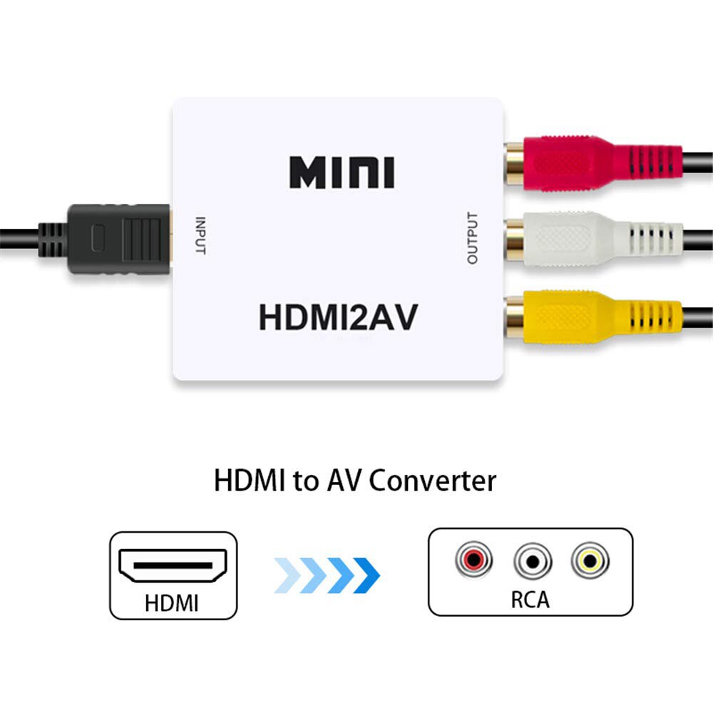 Hdmi til av konverter scaler adapter komposit konverterboks til rca av / cvsb l / r video  hd 1080p mini hdmi 2av support ntsc pal