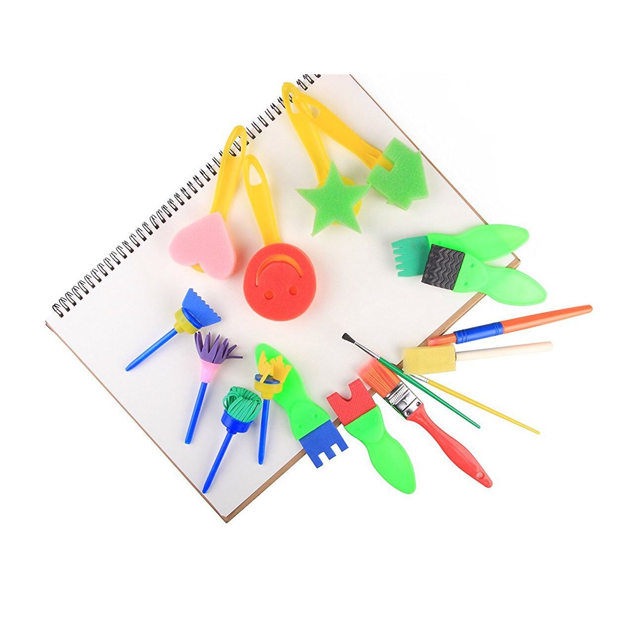 BLEL 25 Pieces Kids Sponge Painting Brushes for Early Learning Mini Flower Sponge Brushes Drawing tools