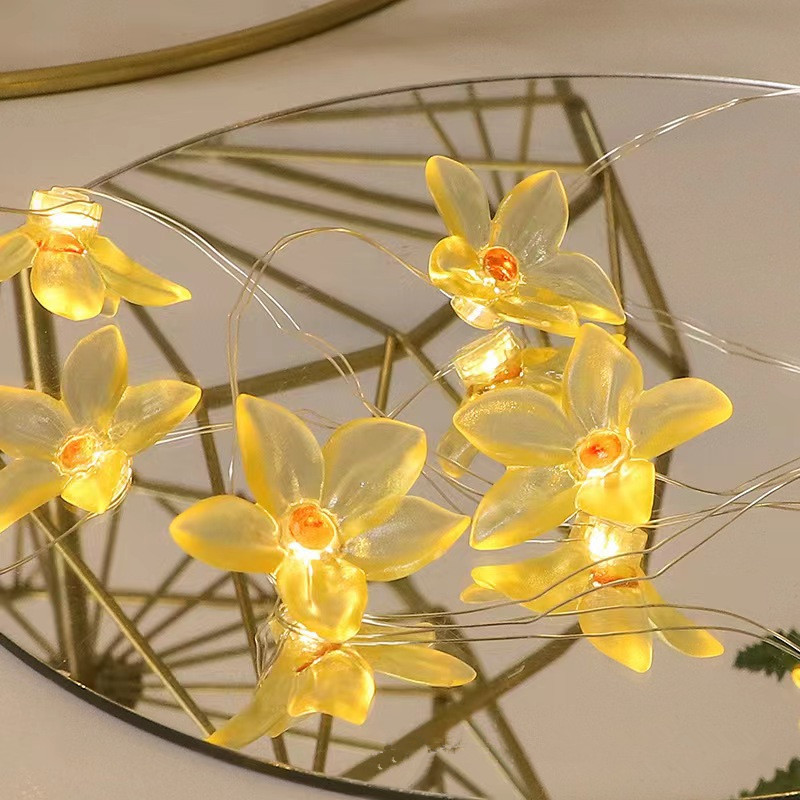 1m 2m 20 led'er lilje fe lyskæder lyserøde blå blomsterkæder batteridrevne til udendørs juleguirlandedekoration: Blå / 300w