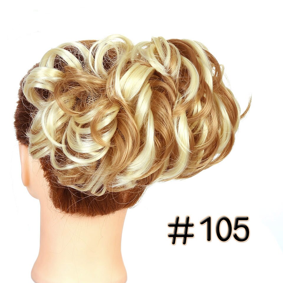 Short Curly Chignon Women's Synthetic Hair Bun Black Brown Hair Extension With Chignon Rubber band Combs in Hairpiece: 105