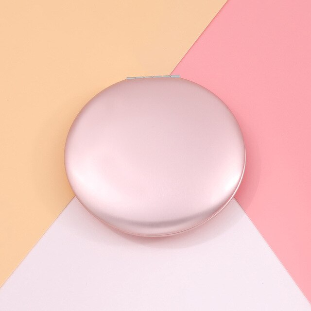 Portable Double-Sided Folding Cosmetic Mirror Female Mini Makeup Mirror Compact Pocket Mirrors: Pink