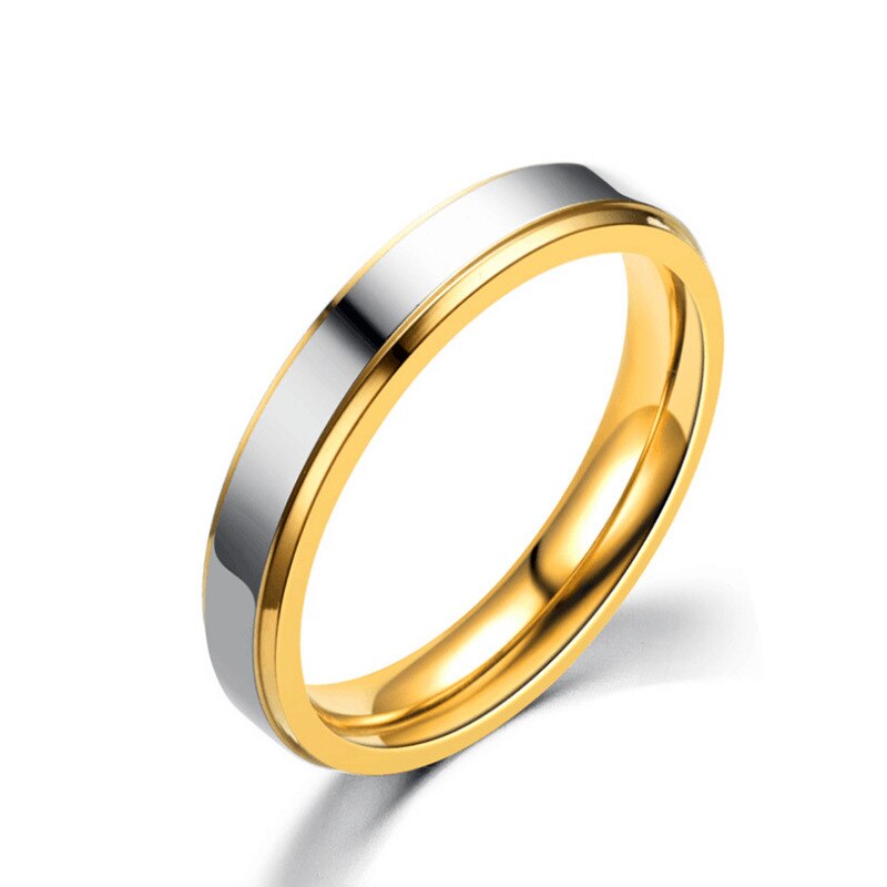 Stainless steel Wedding Ring Gold Color Simple Couple Alliance Ring 4mm 6mm Width Band Ring for Women and Men: 9 / A276-4MM