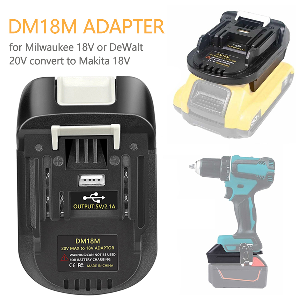 Adaptateur de batterie DM18M pour Milwaukee pour Dewalt pour Makita Bl1830 Bl1850 Batteries 20V à 18V Conversion de batterie