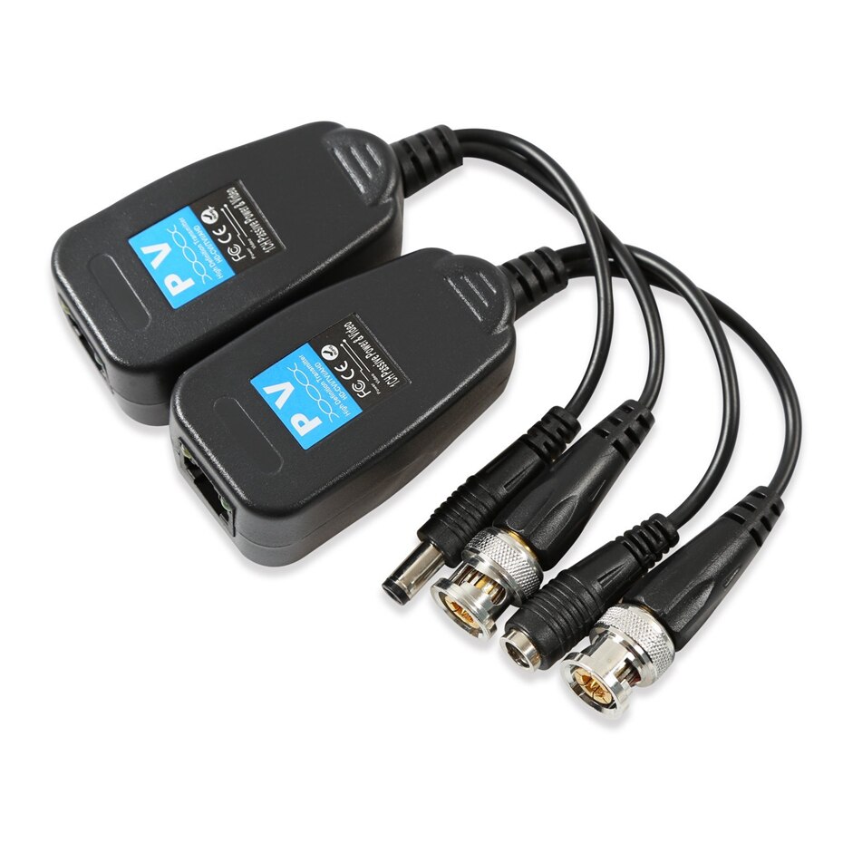 Wsdcam HD-CVI/Tvi/Ahd Passieve Video Balun Met Power Connector En RJ45 CAT5 Data Zender 1 Paar
