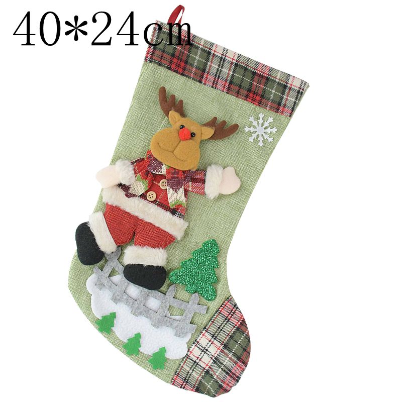 Kerst Cadeau Zakken Kerst Kous Kerstboom Ornamenten Voor Thuis Nieuwjaar Sokken Noel Natal Navidad Decoratie Kids: 40x24cm B03