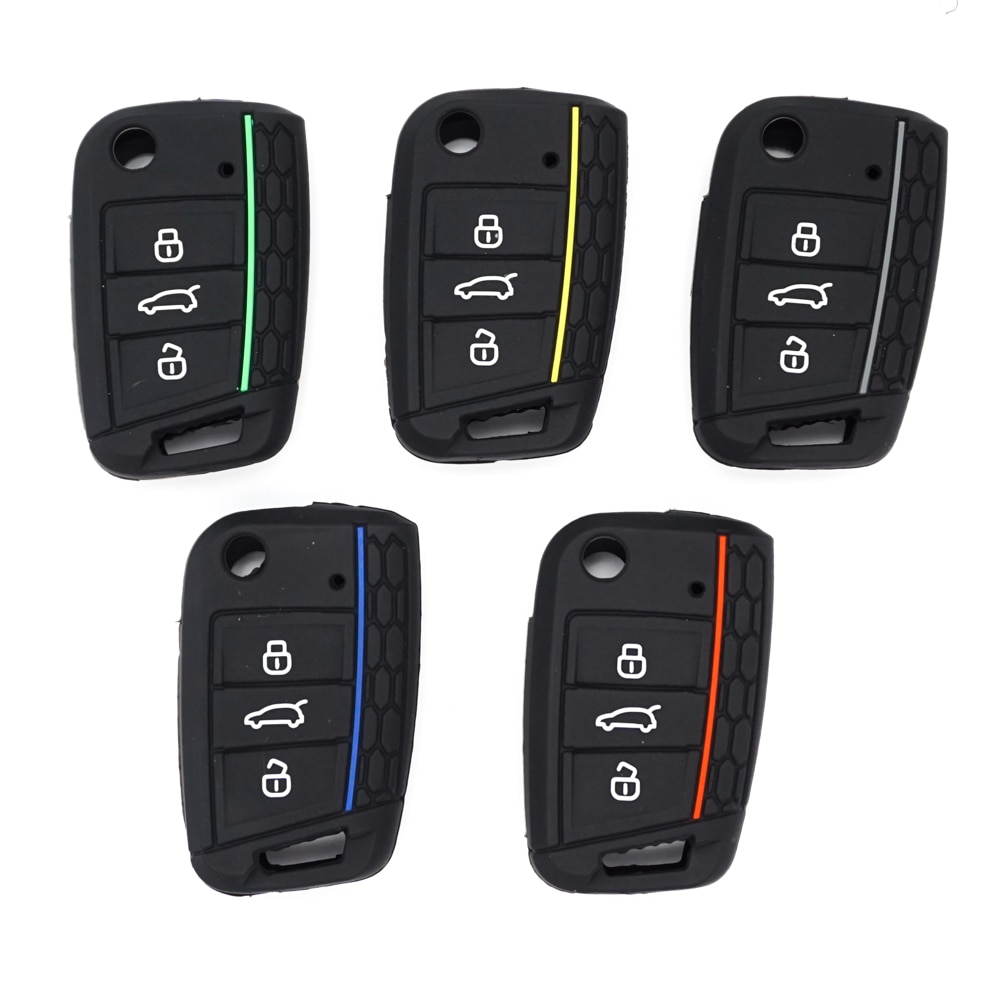 Cocolockey Autosleutel Cover Siliconen Case Fit Voor Vw Golf 7 MK7 3 Knoppen Flip Folding Remote Key Case Fob cover Voor Skoda Voor Seat
