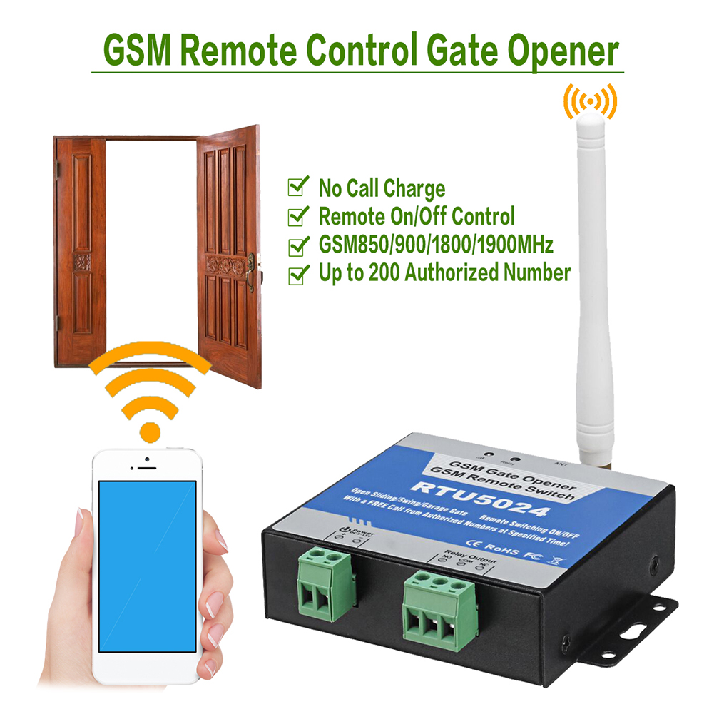 Rtu 5024 gsm gate opener relay wireless remote control door access switch gratis samtale 850/900/1800/1900 mhz
