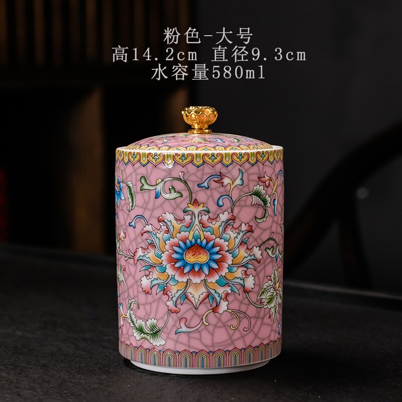 Colorful Ceramic Tea Caddies Large Handmade Porcelain Coffee Sugar Storage Jars Tea Caddies Home Caja De Te Home Garden DG50TC: pink large