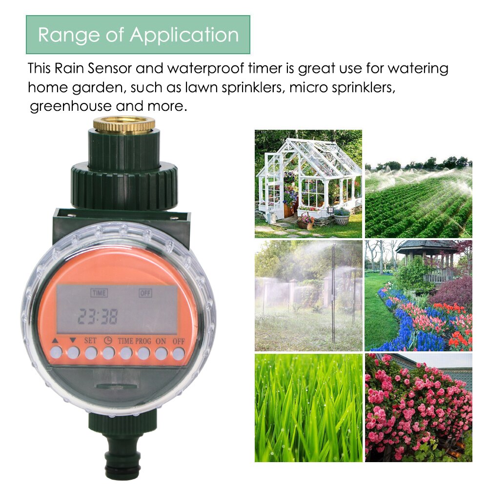 MUCIAKIE 1PC Rain Sensor Water Timer LED Display Automatic Electonic Watering Timer Controller Garden Irrigation Plant Watering