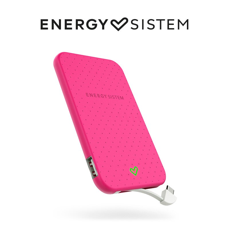 Batteria aggiuntiva 2500 menta (2500 mAh per smartphone, cavo ultradelgado y ultradelgado integrado): Fuchsia