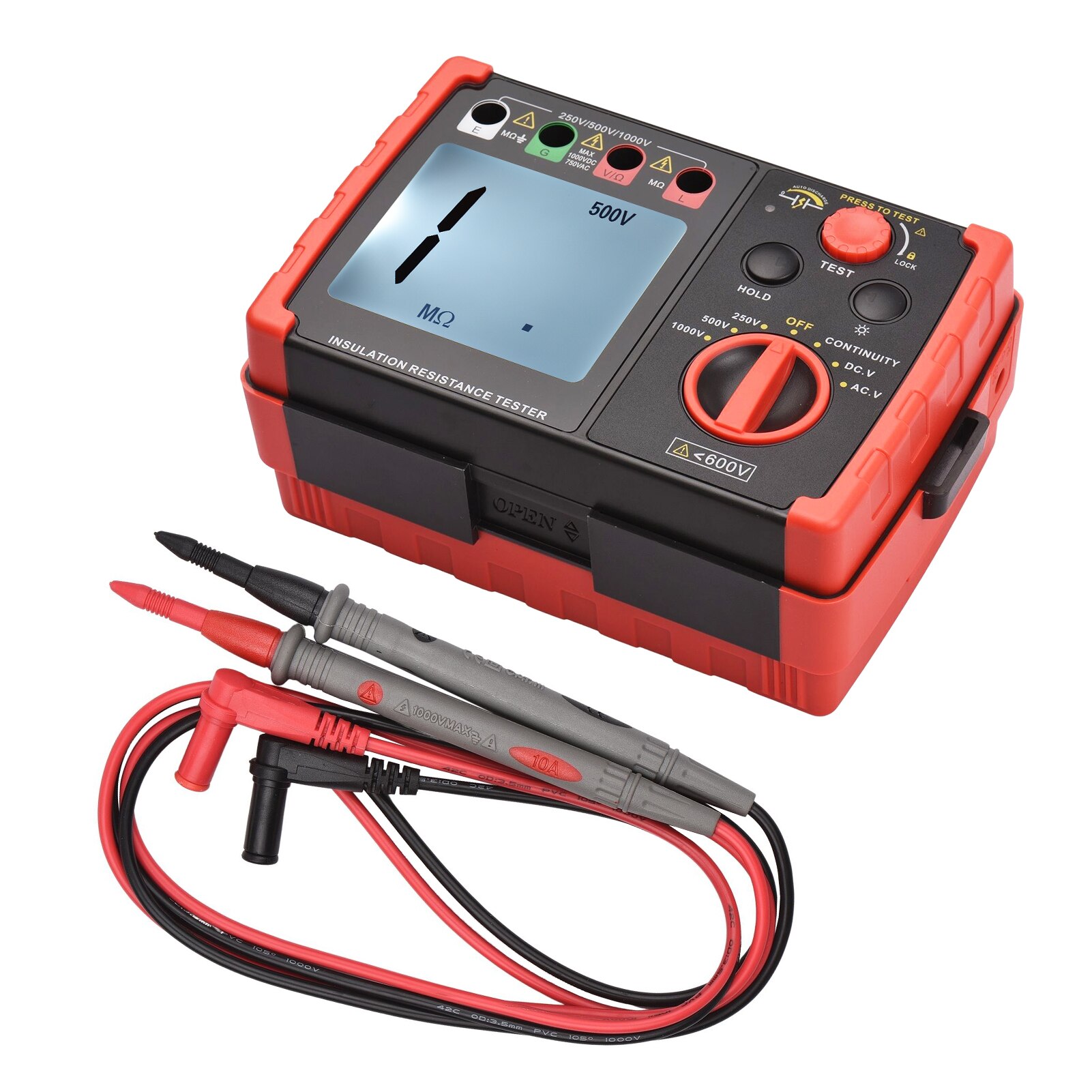 Digital Insulation Resistance Tester DC 250V/ 500V/ 1000V AC 750V Multifunction Insulation Resistance Meter Kit LCD Backlight