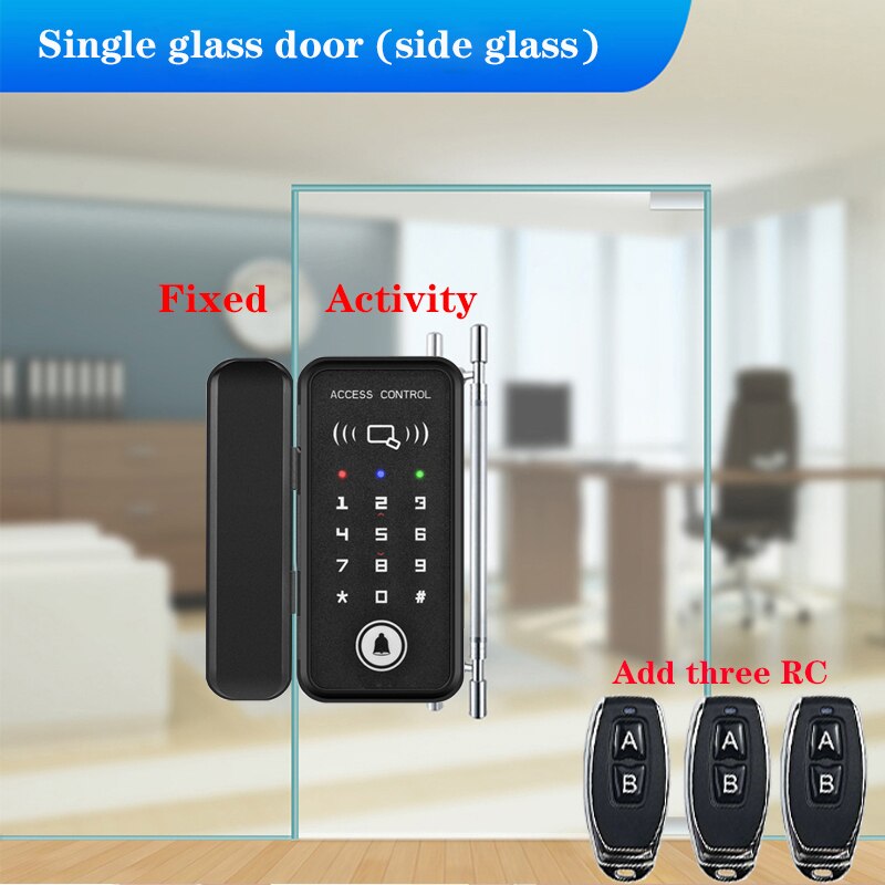 Frameless Glass Door Lock Office Glass Door Password Lock Single&Double Door Smart Card Key Door Lock XM-R1: D1