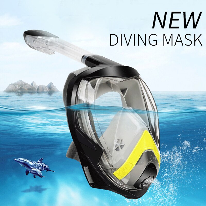 Full Face Snorkel Mask with Newest Breathing System, Foldable 180 Degree Panoramic View Anti-Fog Anti-Leak for Adults