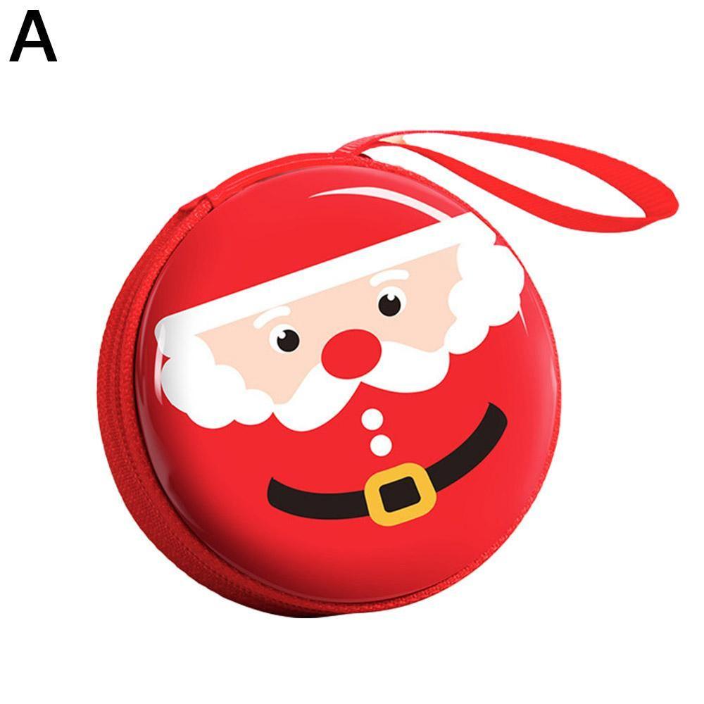 Leuke kerst portemonnee cartoon kinderen meisjes portemonnee oortelefoon organizer doos klein muntzakje kerst kerstman hanger: A