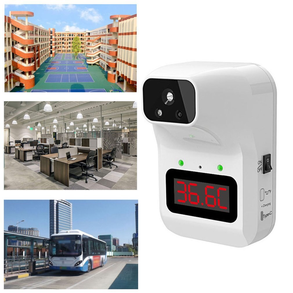 K3 Plus AI Infrared Digital Thermometer Non-contact Forehead Body Adult Thermometer Temperature Alarm Wall Mounted 10 Languages