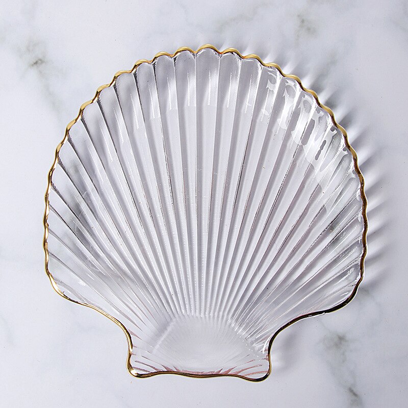 Série océan bol en verre cristal sans plomb, en forme de conque, assiette Phnom Penh, assiette à festons, étoile de mer, collation, salade: Phnom Penh Shell Pla