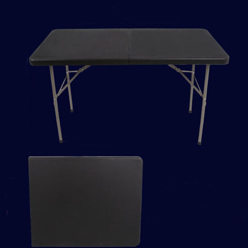 Folding table outdoor portable floor stall table table household simple dining table chair learning plastic long desk: Black