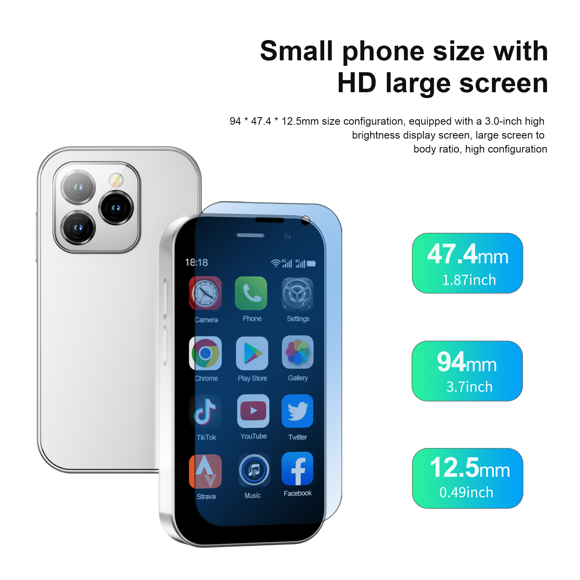 2024 SERVO KING8000 Mini Smartphone Android 4G LTE Global GPS 3 "Display 5MP Camera WIFI Kleine mobiele telefoons 2000mAh Batterij