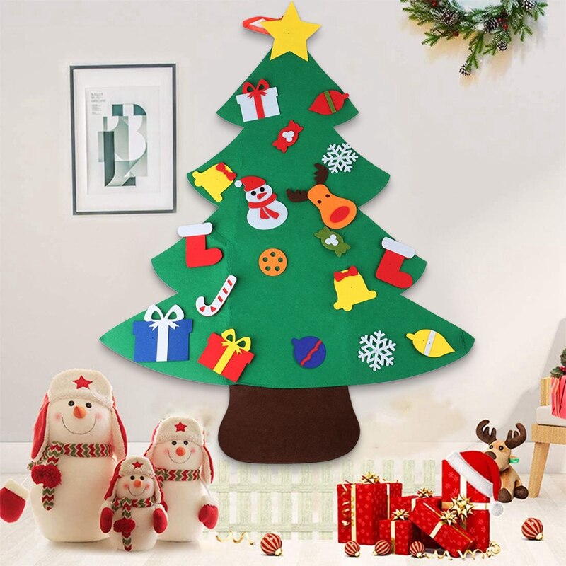 Kids DIY Felt Christmas Tree Merry Christmas Decorations For Home Christmas Wall Ornaments Xmas For Toddlers