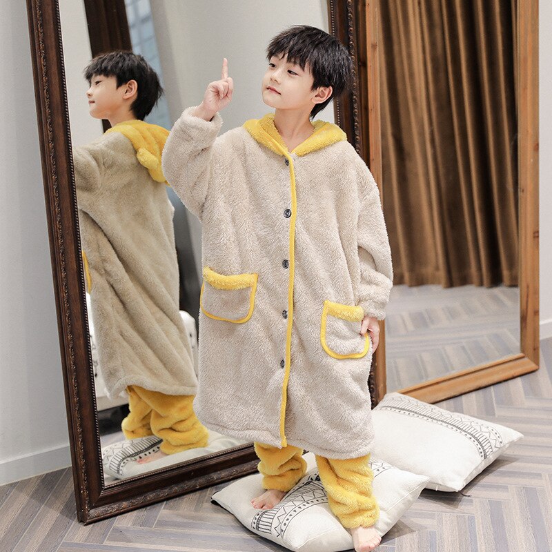 Conjunto de pijama para niño, bata gruesa de lana para bebé, ropa de casa para niño, novedad de 2022