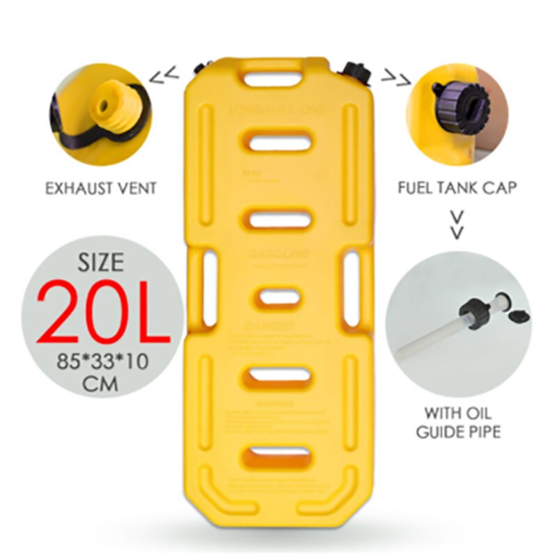 20L Litre Petrol Jerry Cans Plastic Motorcycle Gasoline Fuel Tank Mount Lock 5 Gallon Gas Can Petrol Jerrycan Jerrican Container: 20L yellow