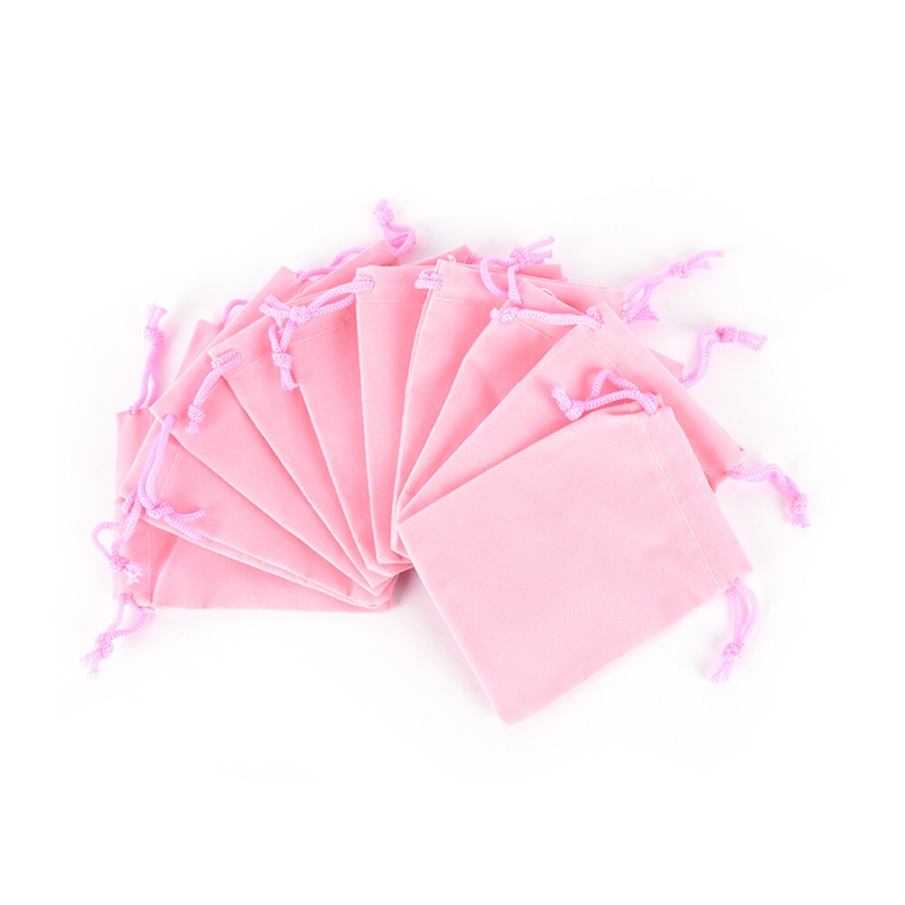 10 stk/parti fløjlstaske snørepose pakningsposer snøreposer 7*9cm: Lyserød