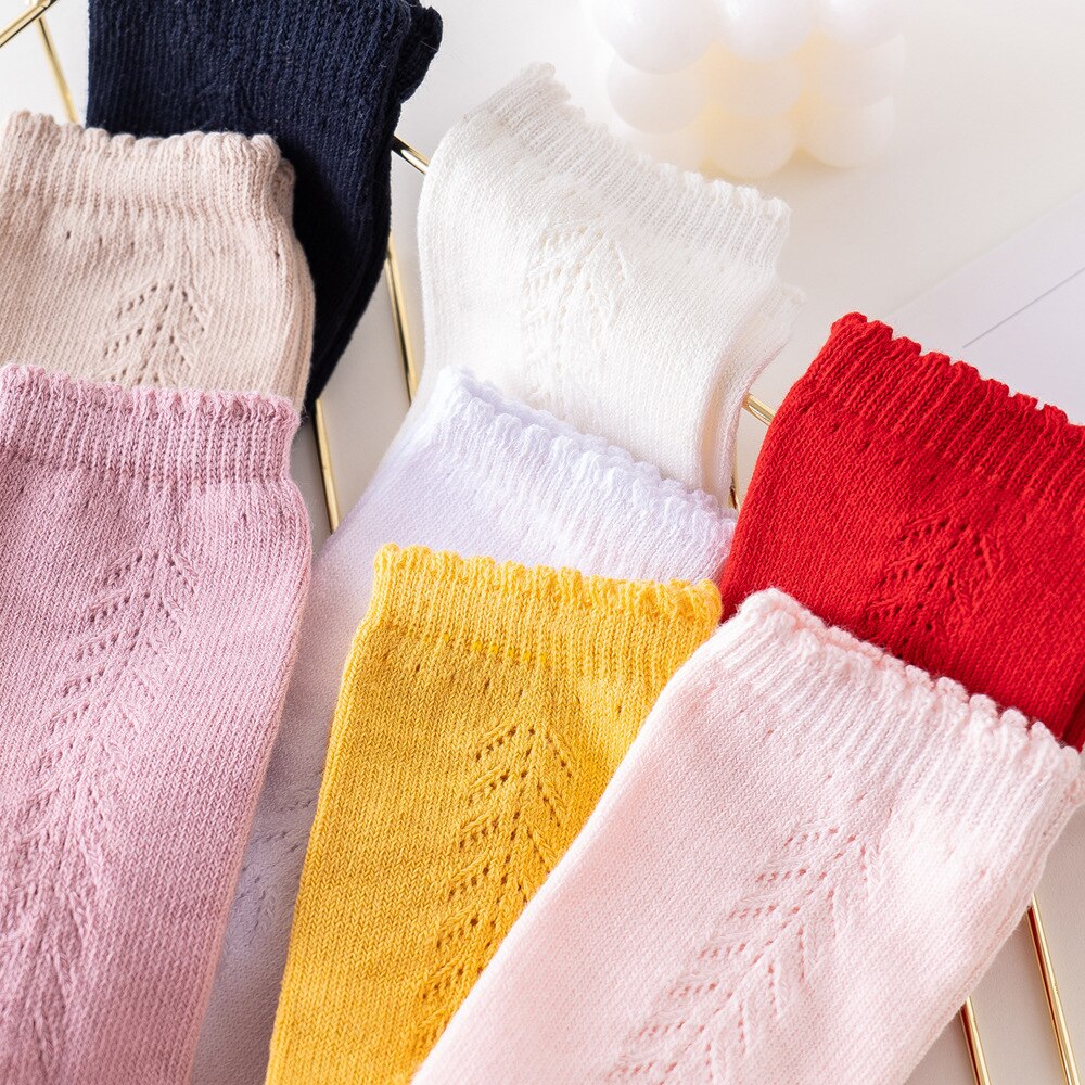 7 kolor dziecko moda dziecko dziewczyna hiszpańnarty styl podkolanówki maluch niemowlę boczne wycięcie skarpetki. Bawełna dzieci księżniczka skarpetki z dzianiny 3T