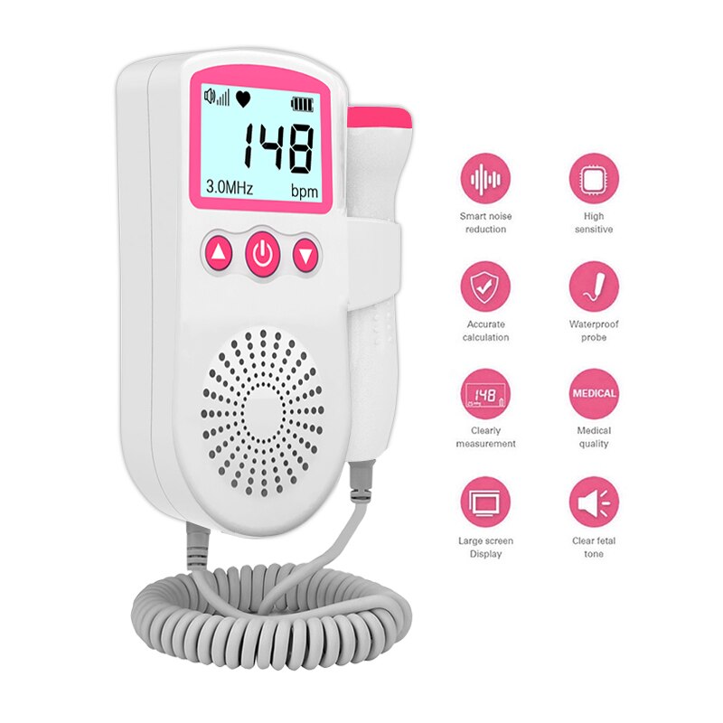 2.5Mhz Doppler Foetale Baby Hartslagmeter Ultrasound Baby Hartslag Detector Zwangere Foetale Doppler Monitor Pocket Doppler