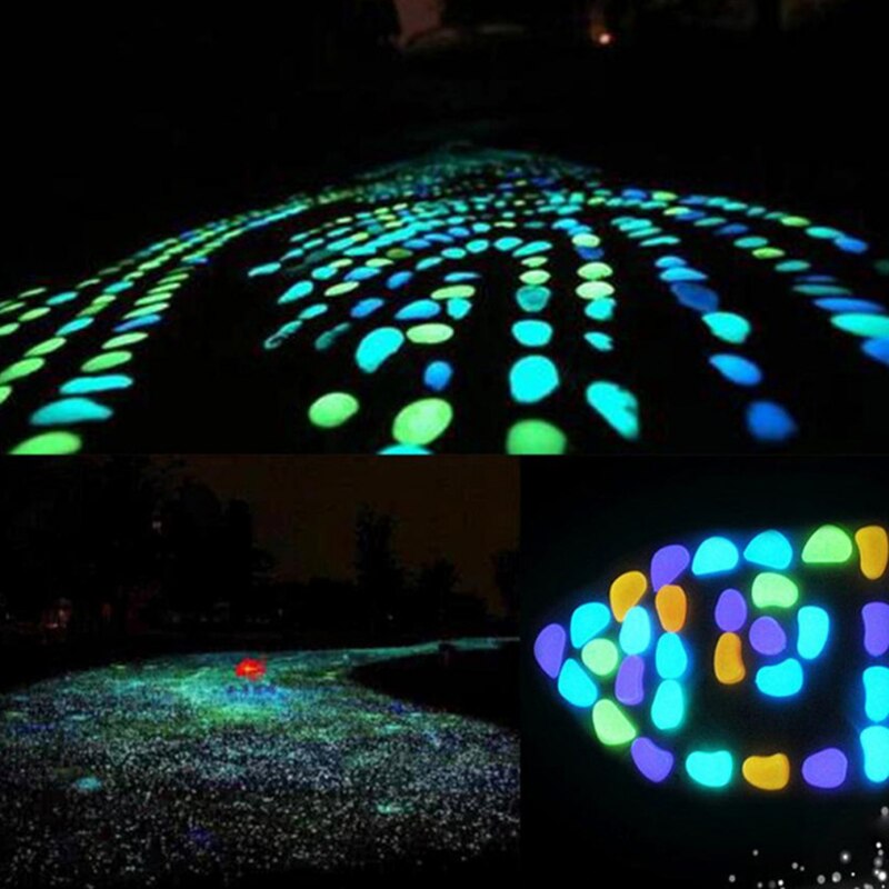 20pcs Glow In The Dark Garden Pebbles Glow Stones Rocks for Walkways Garden Path Patio Lawn Garden Yard Decor Luminous Stones