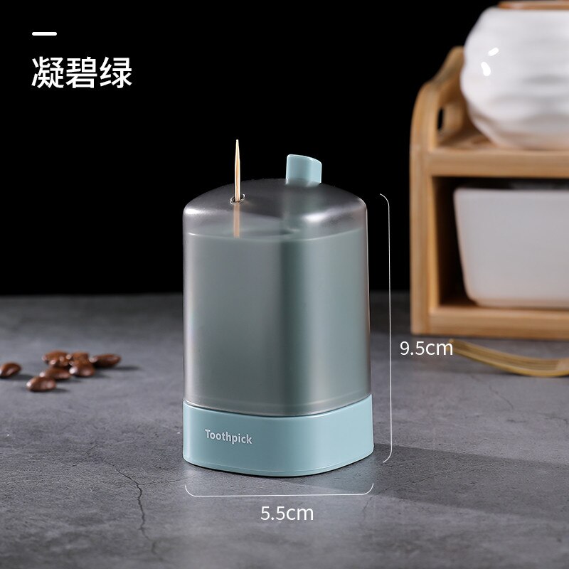 Automatic Toothpick Box Portable Transparent Window Pop-up Toothpick Container: Green