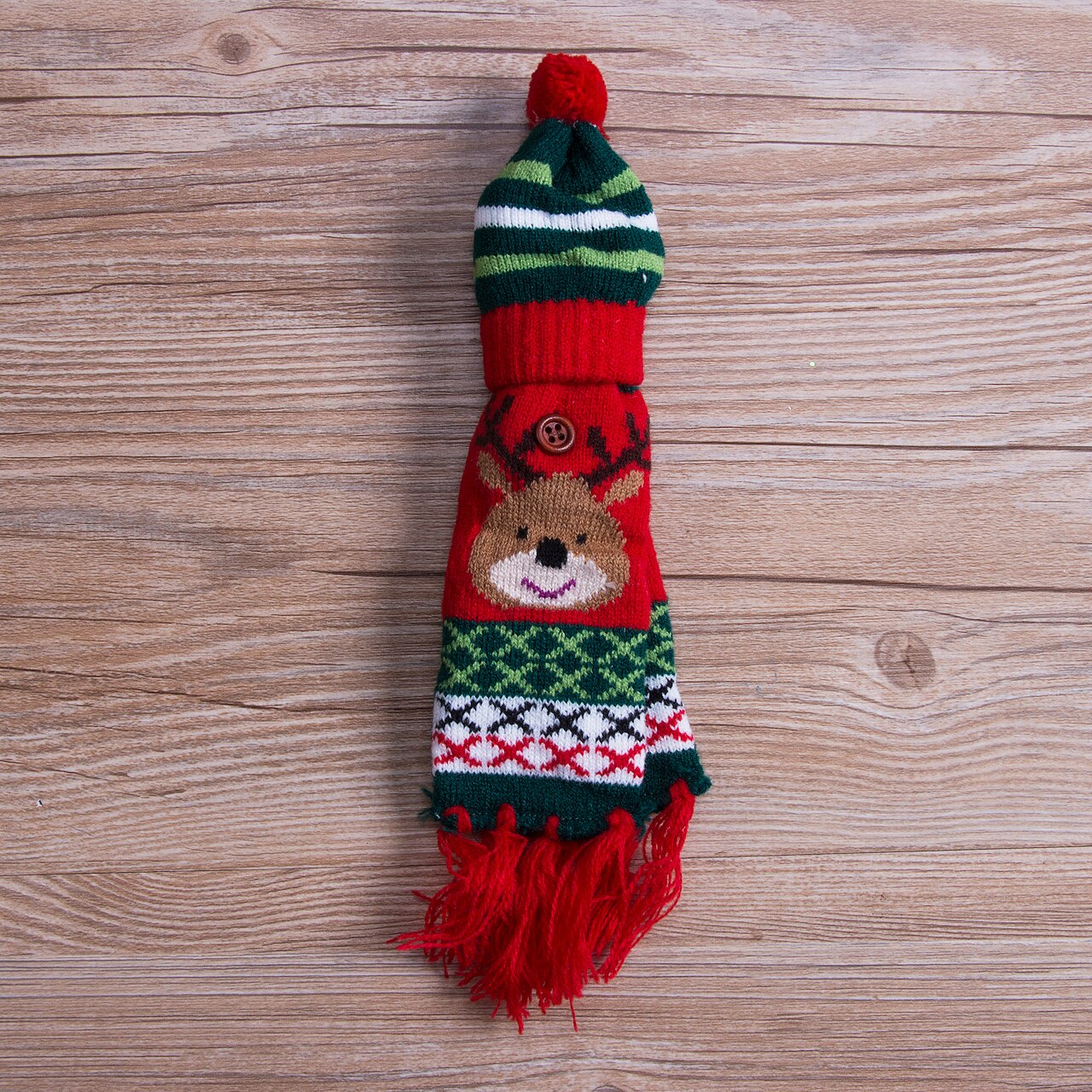 Kerst Wijnfles Covers Kerstman Tafel Party Decor Xmas Wrap Top Hoed Sjaal: Elk