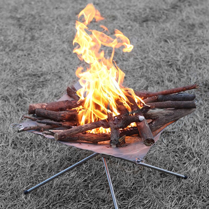 Outdoor Fire Burn Pit Stand Portable Solid Fuel Rack Folding Stove Fire Frame Fast Heating Wood Charcoal Stove Camping Tool