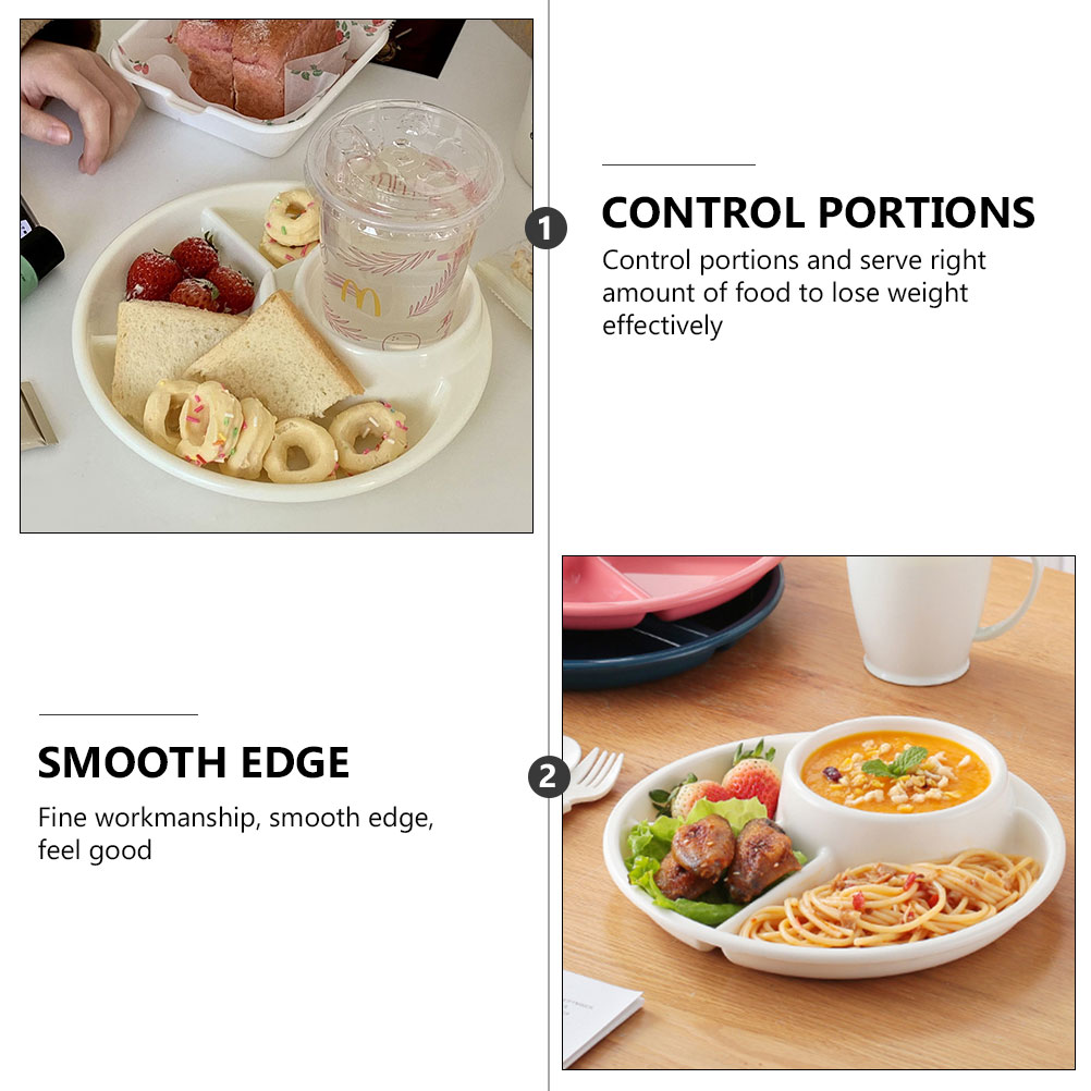 1pc Ration Divided Plate Kitchen Plate Reduce Fat Plate (White)