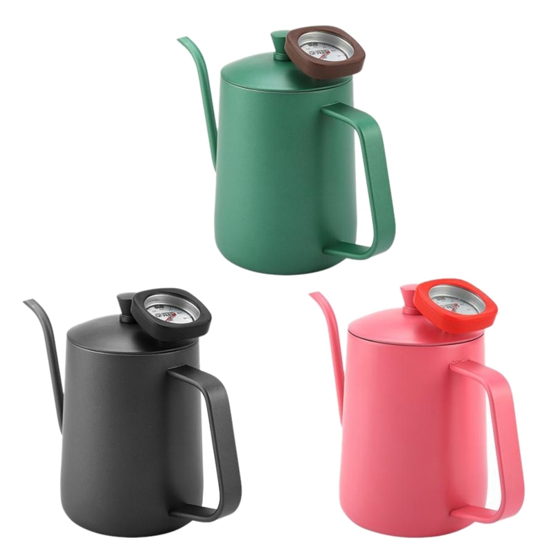 Botique-600Ml Stainless Steel Coffee Kettle Gooseneck Spout Teapot with Thermometer