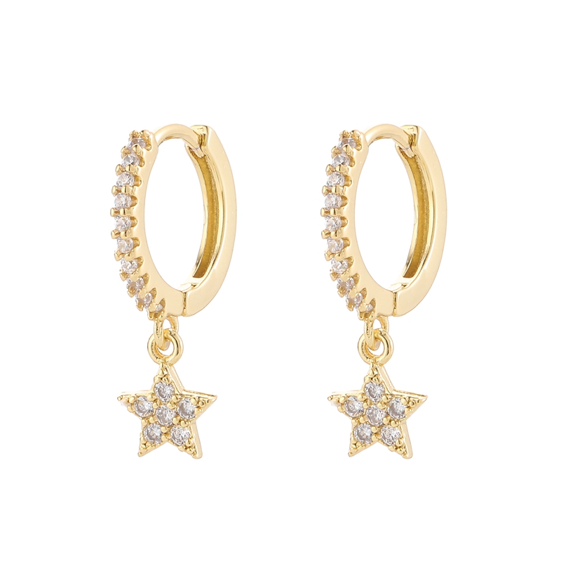 Roxi Koper Wit Zirkoon Stone Oorringen Voor Vrouwen Meisjes Zomer Sieraden Oorbel Ster Cross Klinknagels Huggie Oorbellen Pendientes: 1