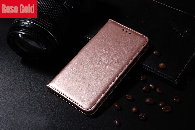 Luksus flip læder etui til alcatel pop 4 plus 5.5 tommer kort pung cover til alcatel one touch pop 4 plus 5056d telefon covers: Rose guld