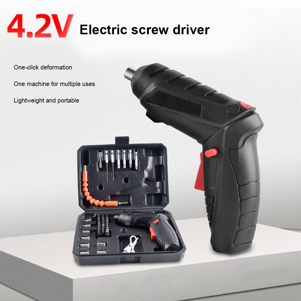 Electric Screwdriver Set with Light Cordless/Storage Box Multi-function Power Drill USB Rechargeable Power Tools with Bits